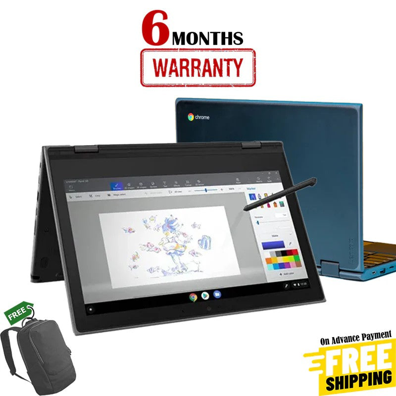Lenovo Chromebook 500e - 4/32 - Touch Screen 360 Convertible - Update 2029 - 6 Month Warranty