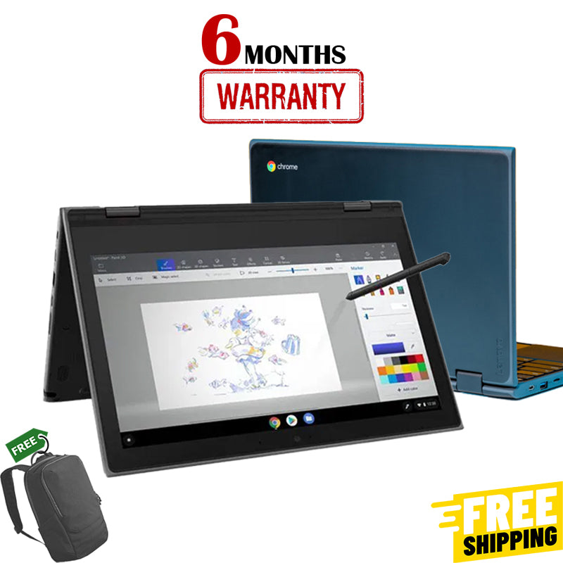 Lenovo Chromebook 500e - 4/32 - Touch Screen 360 Convertible - Update 2029 - 1 Month Warranty